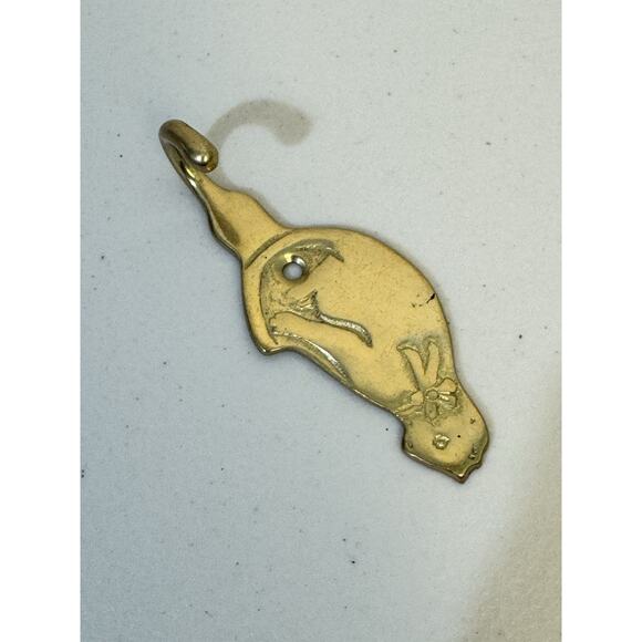 Vintage Brass Cat With Bow Shaped Wall Hook Hanging Hardware - Picture 4 of 4